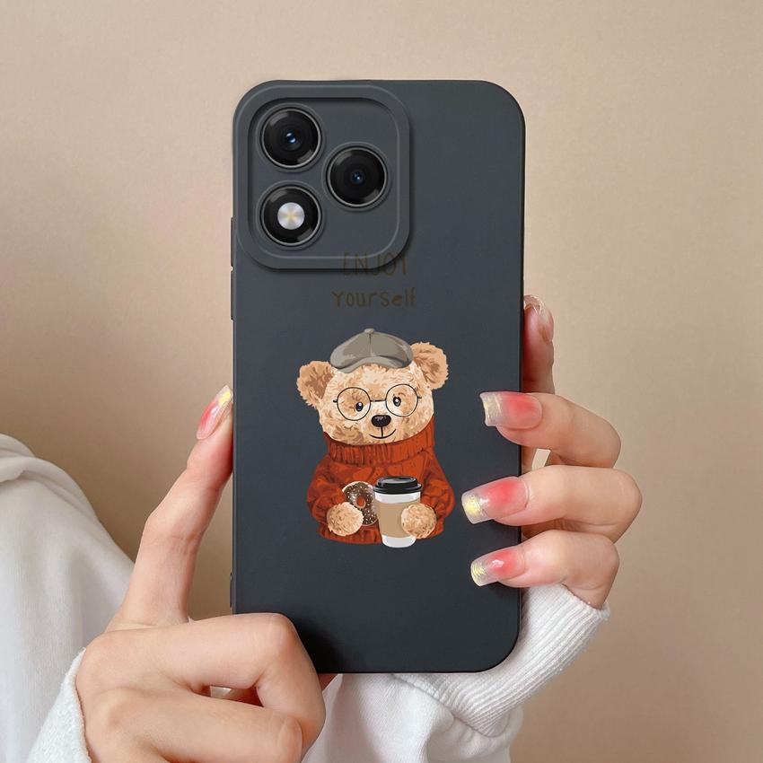 Чехол для Huawei Honor 400 Lite X8 X6b X7c X5b X8c X9c X60 с милым музыкальным рисунком медведя, мягкий жидкий силиконовый противоударный защитный чехол для Huawei Covers