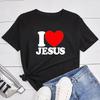 Модная женская футболка с принтом букв I Love Jesus, новая, повседневная, с коротким рукавом, с круглым вырезом, подходит для всех сезонов
