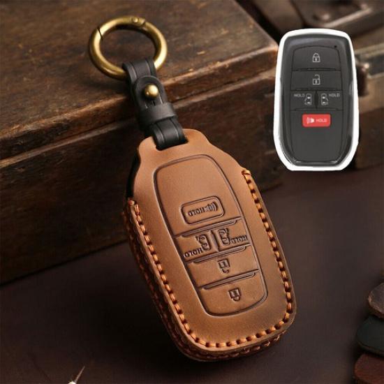 Leather Car Smart Key Fob Case Cover Bag For Toyota Sienna -