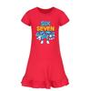 5195 Kids Girls Steal a Brainrot 67 Six Seven Printed Ruffle Short Sleeves Casual Dress