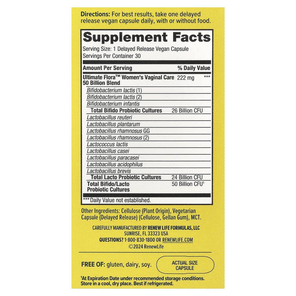 Ultimate Flora, Vaginal Probiotic for Women, 5 Billion, 30 Veggie Caps