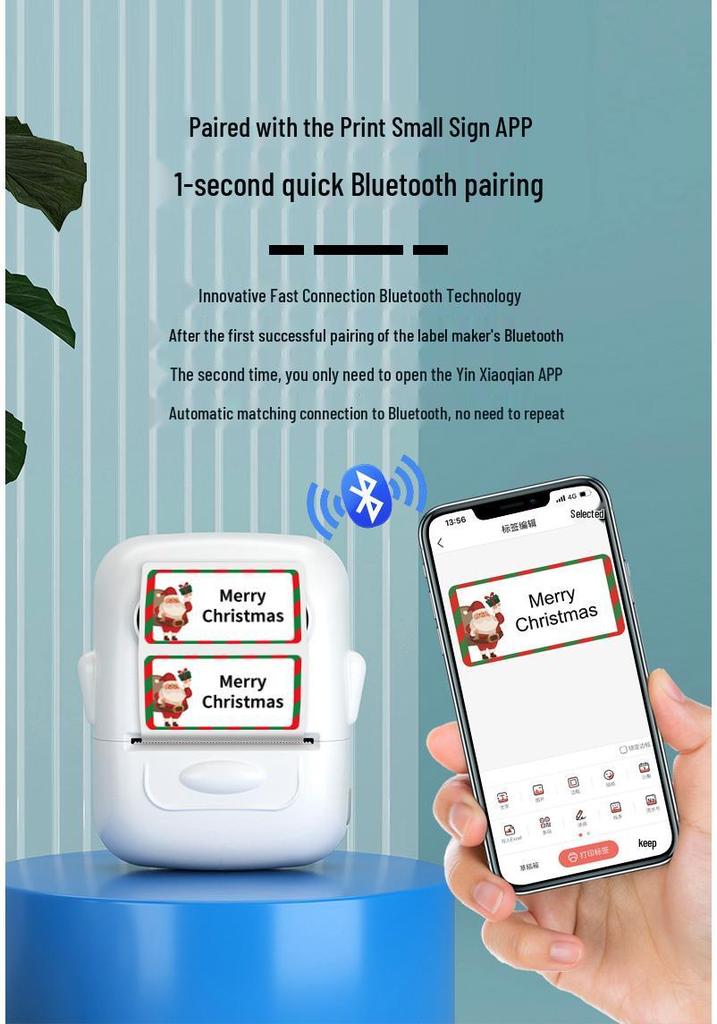 Портативный мини-термопринтер этикеток Bluetooth Marklife P50