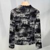 Half-high Neck Long Sleeve Mesh Base Shirt for Women New Autumn Thin T-shirt Age-reducing Fashionable Tie-dye Top