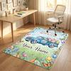 Easter Bunny Theme Crystal Velvet Rug Personalized Custom Name Text Soft Floor Mat Home Decor