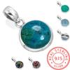 Кулон из стерлингового серебра 925 пробы Женский Драгоценный камень Ручная работа Ювелирное изделие Подарок на день рождения Амазонит Ангелит Голубой опал Ботсванский агат Мохавский азурит Хризоколла