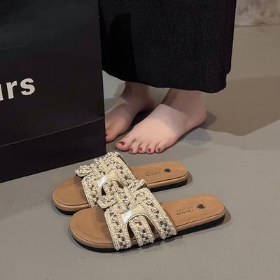 Модные новые женские тапочки Модные повседневные сандалии на плоской подошве Универсальная уличная обувь Плоские тапочки для ношения на улице Zapatos Mujer