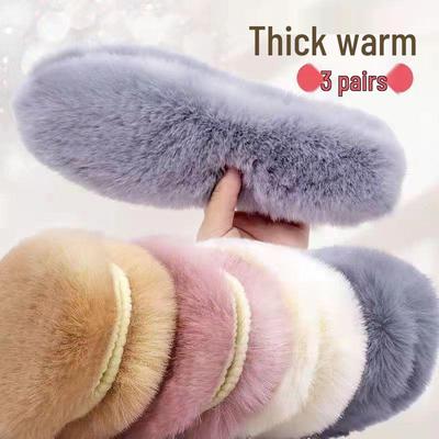 Унисекс Зимние Шерстяные Стельки с Имитацией Кроличьего Меха, на Флисовой Подкладке для Защиты от Холода и Комфорта в Снежных Ботинках.