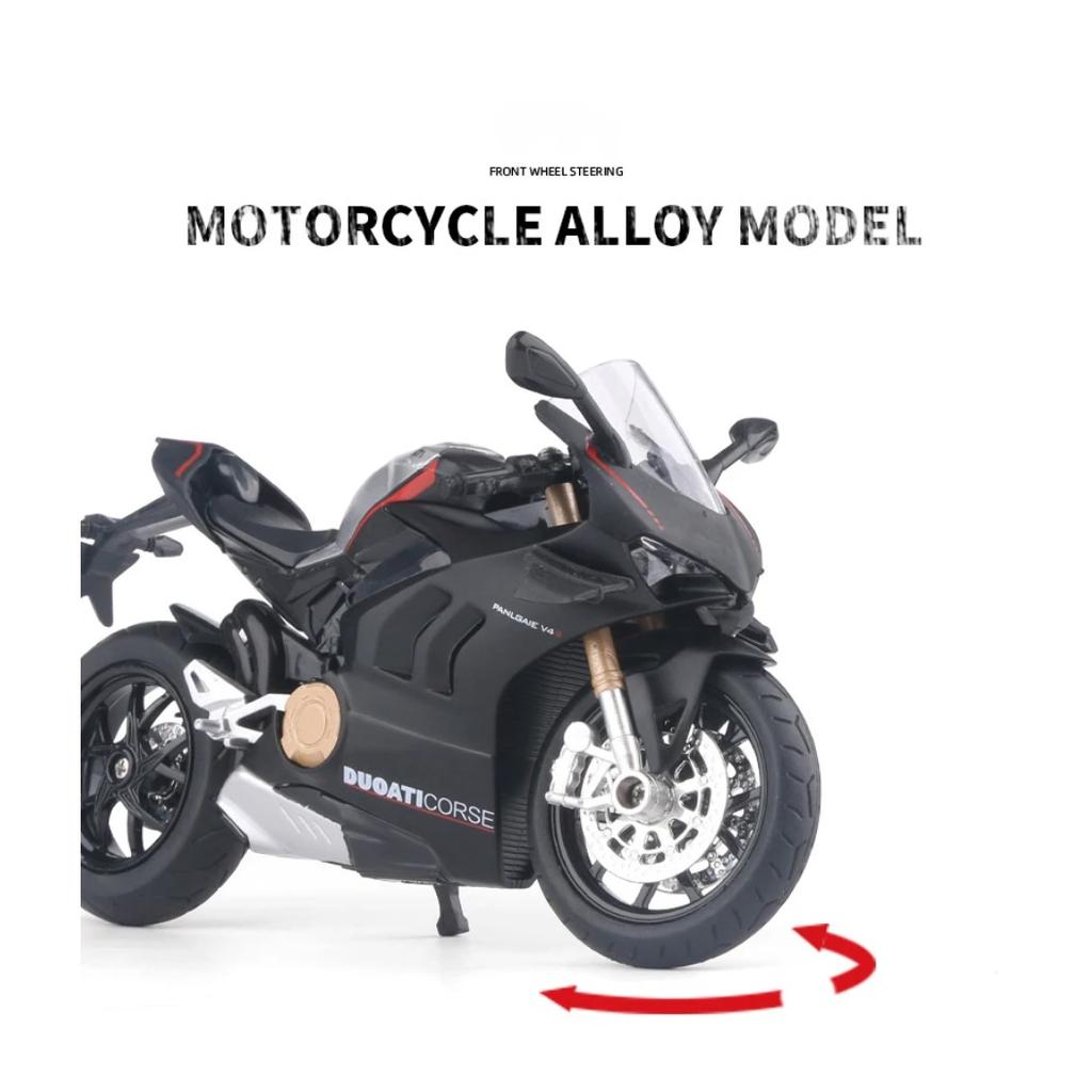 1/12 Ducati V4S Panigale Diecast Motorcycle Model Toy Replica with Sound & Light Birthday Gift Christmas Gift Collection Bike
