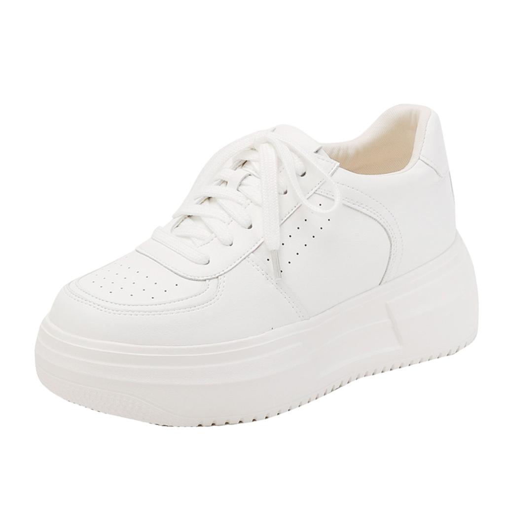 Увеличивающие внутреннюю высоту белые туфли женские 2024 новые осенне-зимние белые туфли для доски маленький размер 3233 маленькие повседневные туфли