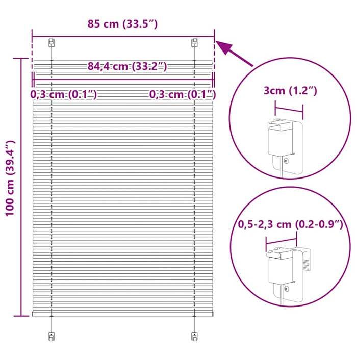 VidaXL Store Plissé Noir 85x100 Cm Largeur Du Tissu 84,4 Cm Polyester, Window Pleated Blind, Accordion Blind, Blind 4015123