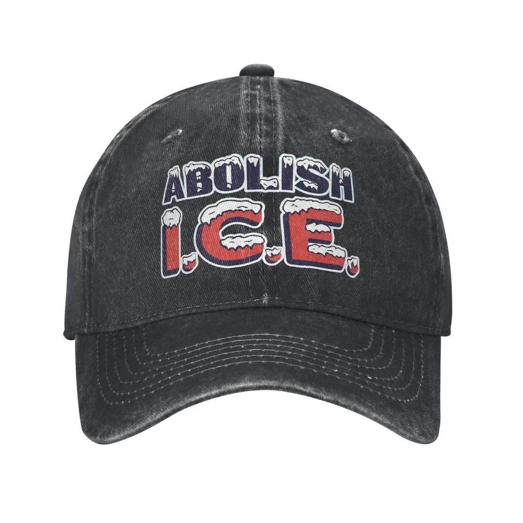 Abolish ICE Unisex Women Baseball Caps  Distressed Washed Caps Hat Retro Outdoor Workouts Unstructured Soft Headwear