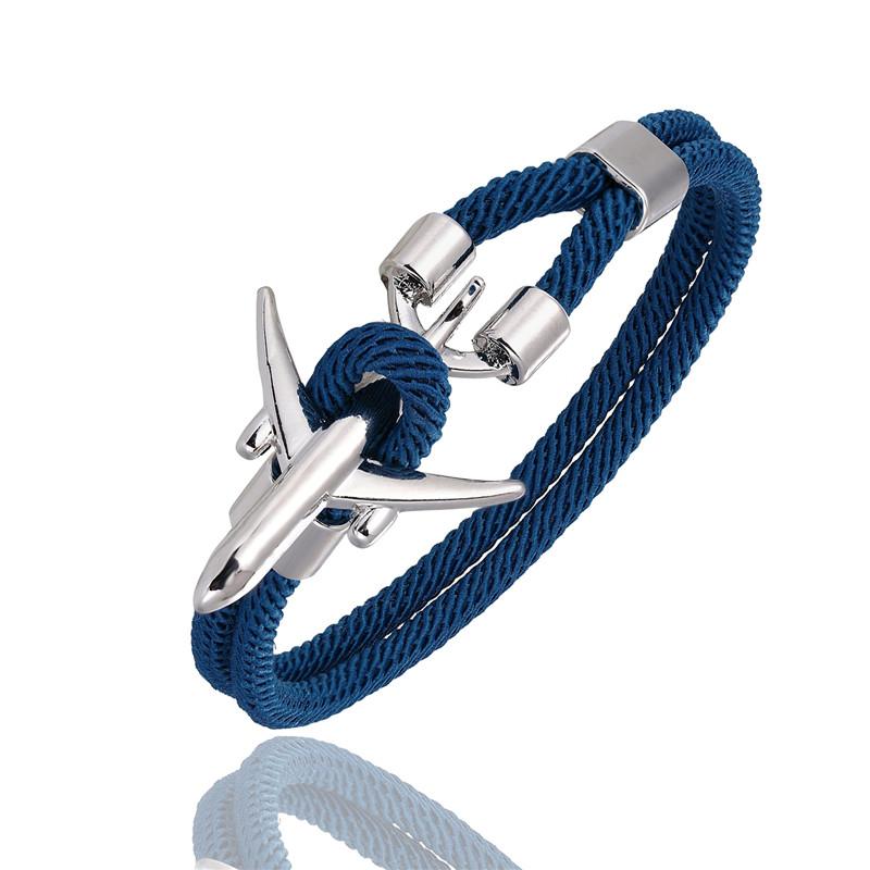 Airport Fashion Men Women Airplane Anchor Bracelets Charm Rope Chain Paracord aviation life Jewelry Pulseras hombres