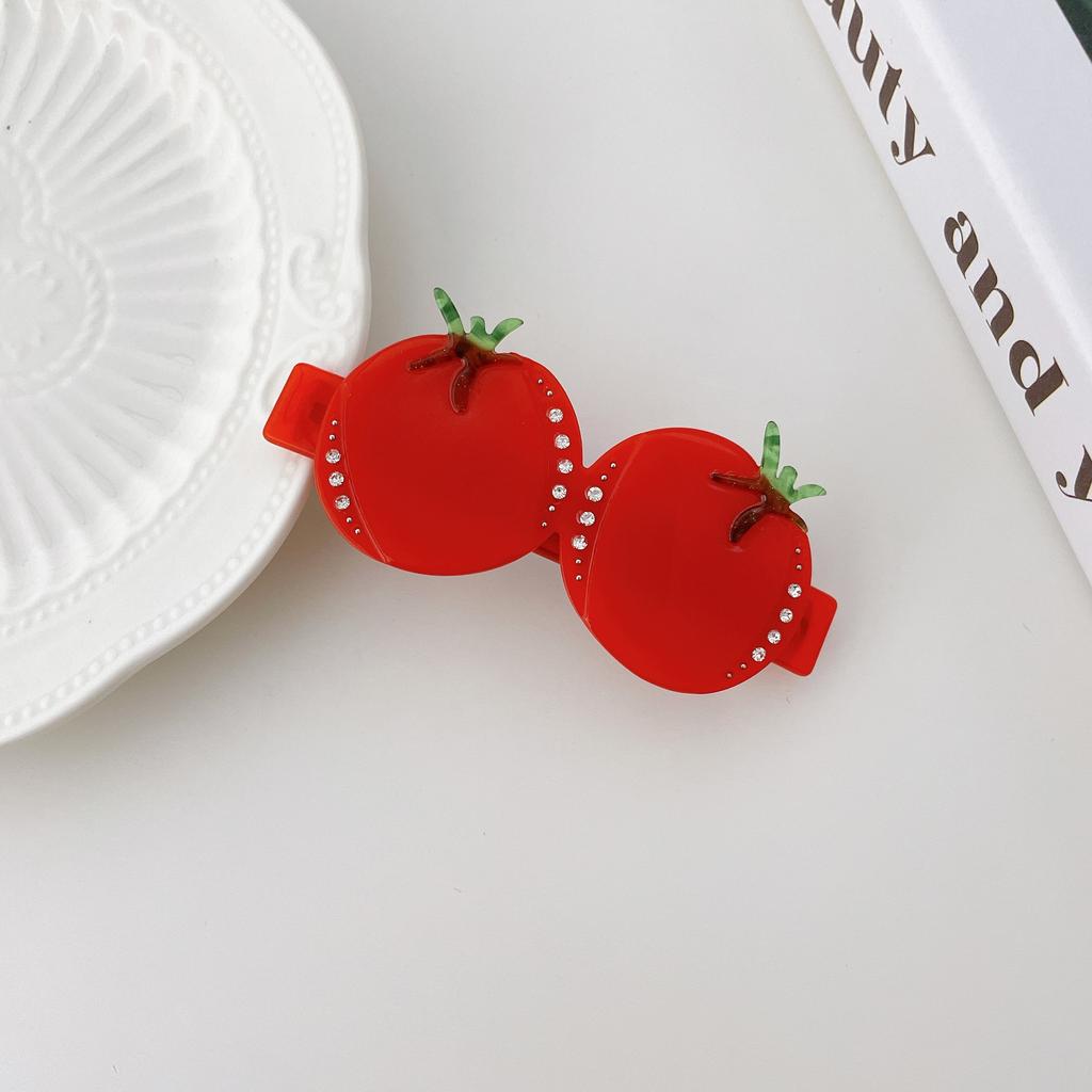 Acetate Elegant Strawberry And Tomato Hair Claw Clips Perfect For Fresh Summer Looks