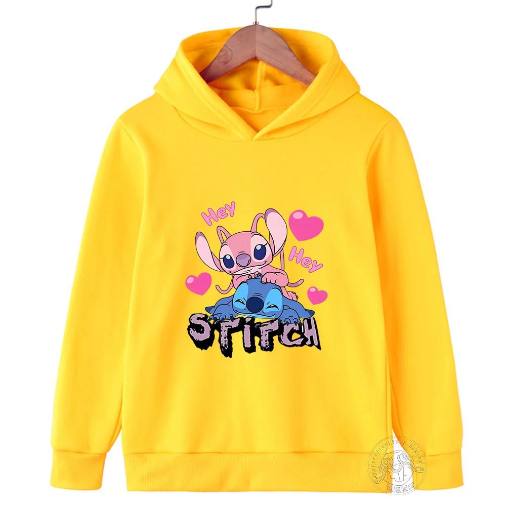 Толстовки MINISO Stitch Уличная мода Свитер для мальчиков и девочек Детский спортивный пуловер Толстовка для занятий спортом на открытом воздухе детская одежда