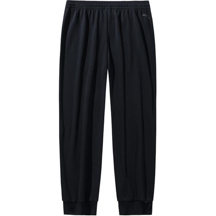 Anta Loose Fit Solid Color Mid Waist Durable Knitted Sports Pants Men Bottoms Black 152431303-2