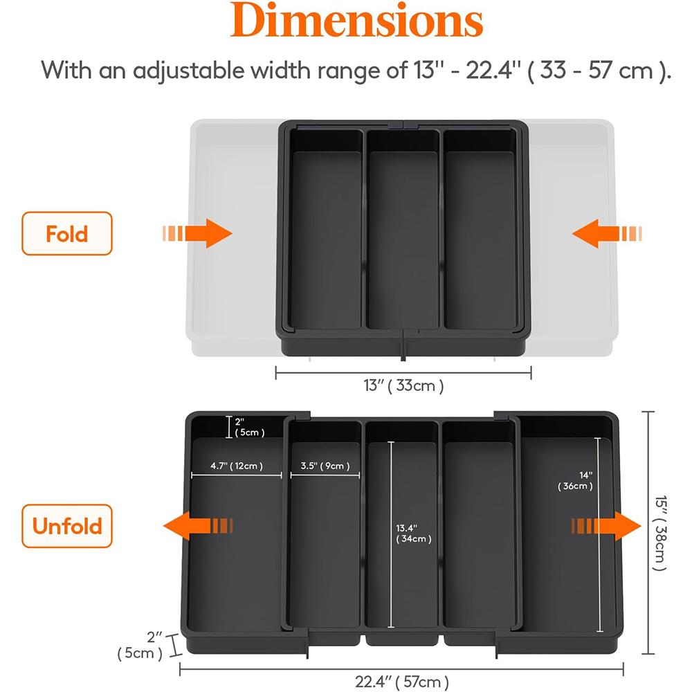 LMETJMA Расширяемый органайзер для кухонных принадлежностей Лоток для столовых приборов Серебряные приборы Держатель для столовых приборов Разделитель для хранения кухонных принадлежностей JT304