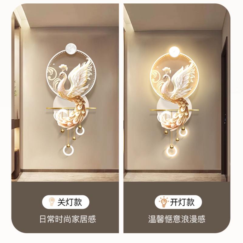 Кремовый стиль украшение стены дома подвеска украшение гостиной статуя павлина светодиодный светильник подвесная картина