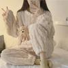 Women's Plush Winter Pajamas Set with Stuffed Bear