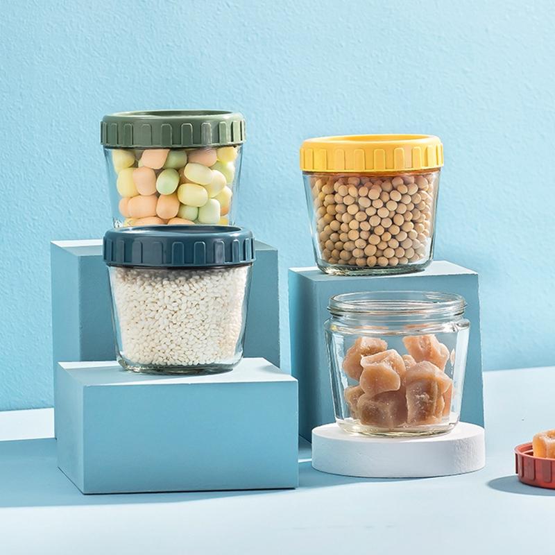 Стеклянная банка для хранения, герметичный контейнер для хранения продуктов, бытовые многофункциональные небольшие банки для чая, зерна, конфет, салатницы, десертницы