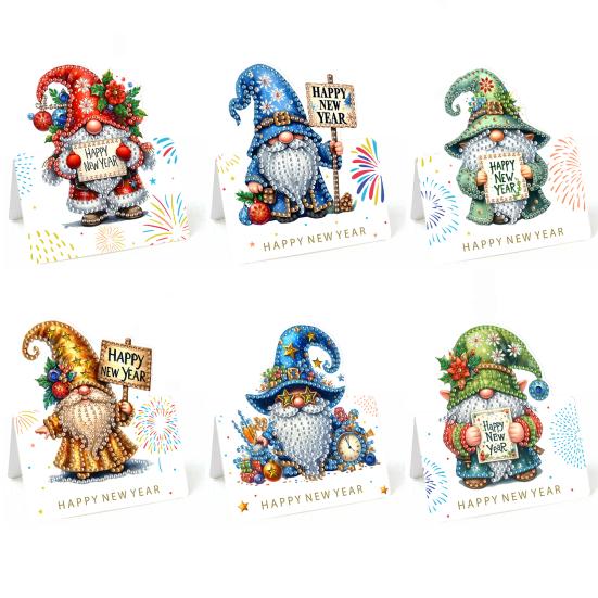 Набор для рисования стразами своими руками, 6 шт., поздравительная открытка с гномом на день рождения, 5D-искусство стразами, открытки на день рождения для взрослых, детей, подарки на годовщину, праздник