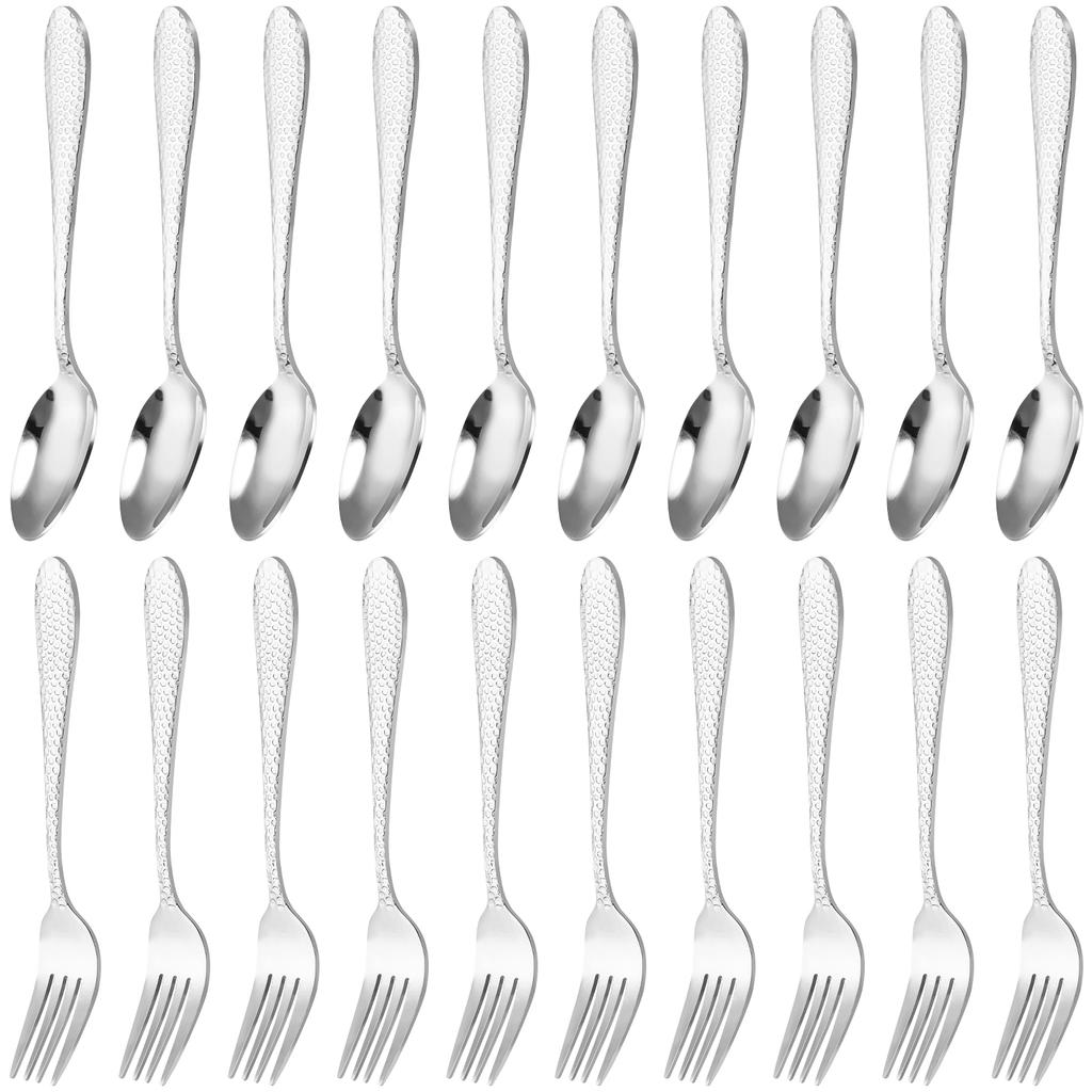 10/20Pcs Stainless Steel Kid Fork Spoon Outdoor Fork Tableware Portable Picnic Travelling Dinnerware Child Cutlery Set for Home