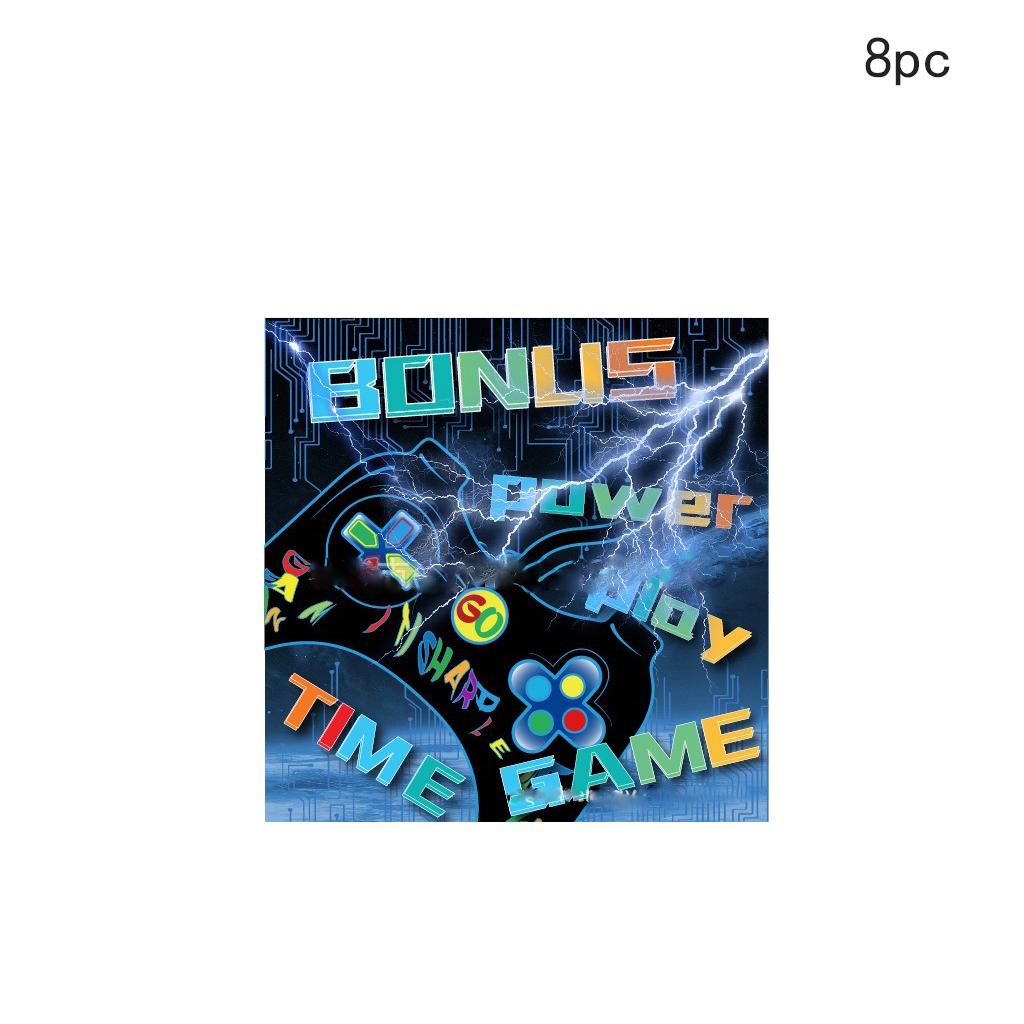 Blue Lighting Game Theme Disposable Tableware Set Blue Game Handle Paper Plates Napkins Happy Boy Game Birthday Party Supplies