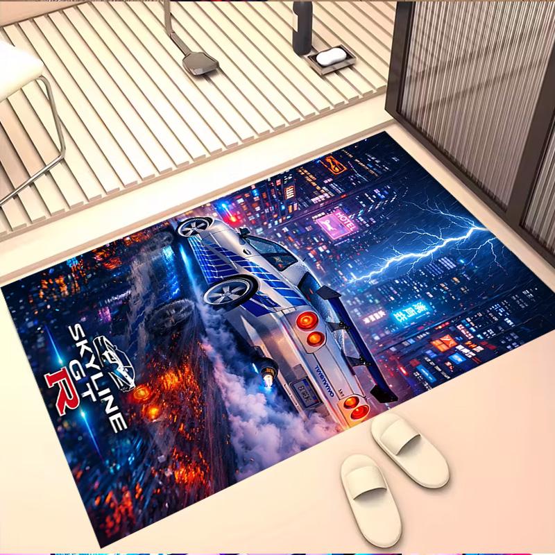 Skyline GT Print Rug, Washable Floor Carpet, For Entryway Dorm Laundry Room Office Study, Home Decor Birthday Christmas Gift