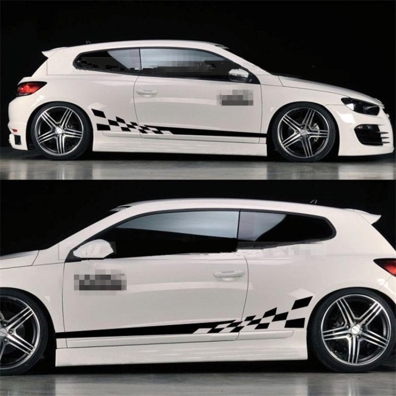 Виниловая наклейка с гоночным флагом, Стайлинг автомобиля, боковая юбка в полоску, наклейка для декора кузова автомобиля
