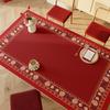 Red Festive Wedding Leather Table Mat Atmosphere Leather Tablecloth Engagement Leave-In Table Mat Rectangular Table Mat