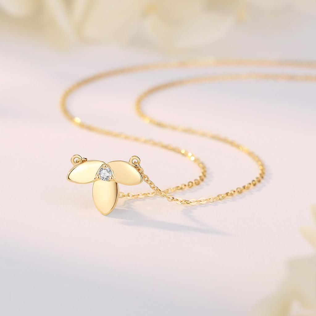 FANCIME Diamond Necklace for 18K Flower Pendant with Natural Lucky Perfect Gift for Gift Wrapping Included Women, Gold, Stone, Charm, Mother's Day,
