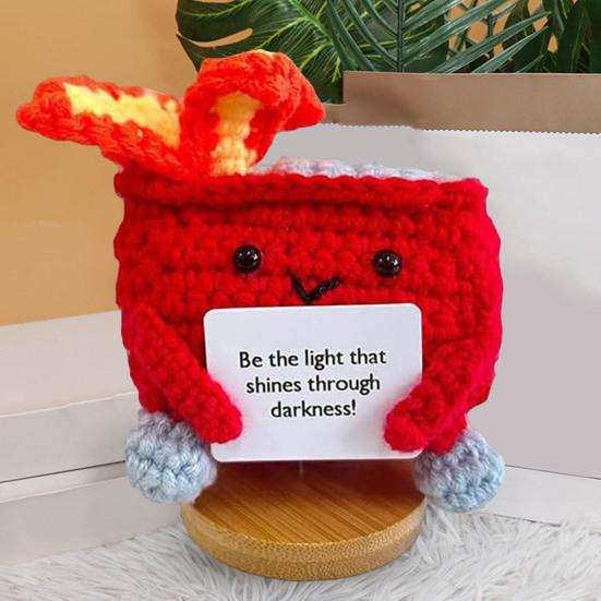 2 шт. Позитивный крючком мусорный контейнер с изображением пламени и вдохновляющей открыткой для эмоциональной поддержки, ручная вязка