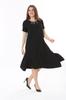 Women's Big Size Dress Plus Size Black Collar Detailed Short Sleeve Dress