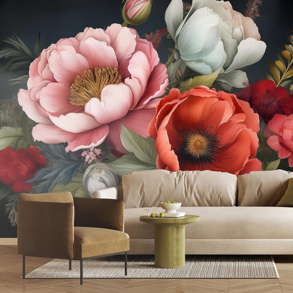 Wallpaper Bouquet Coloured