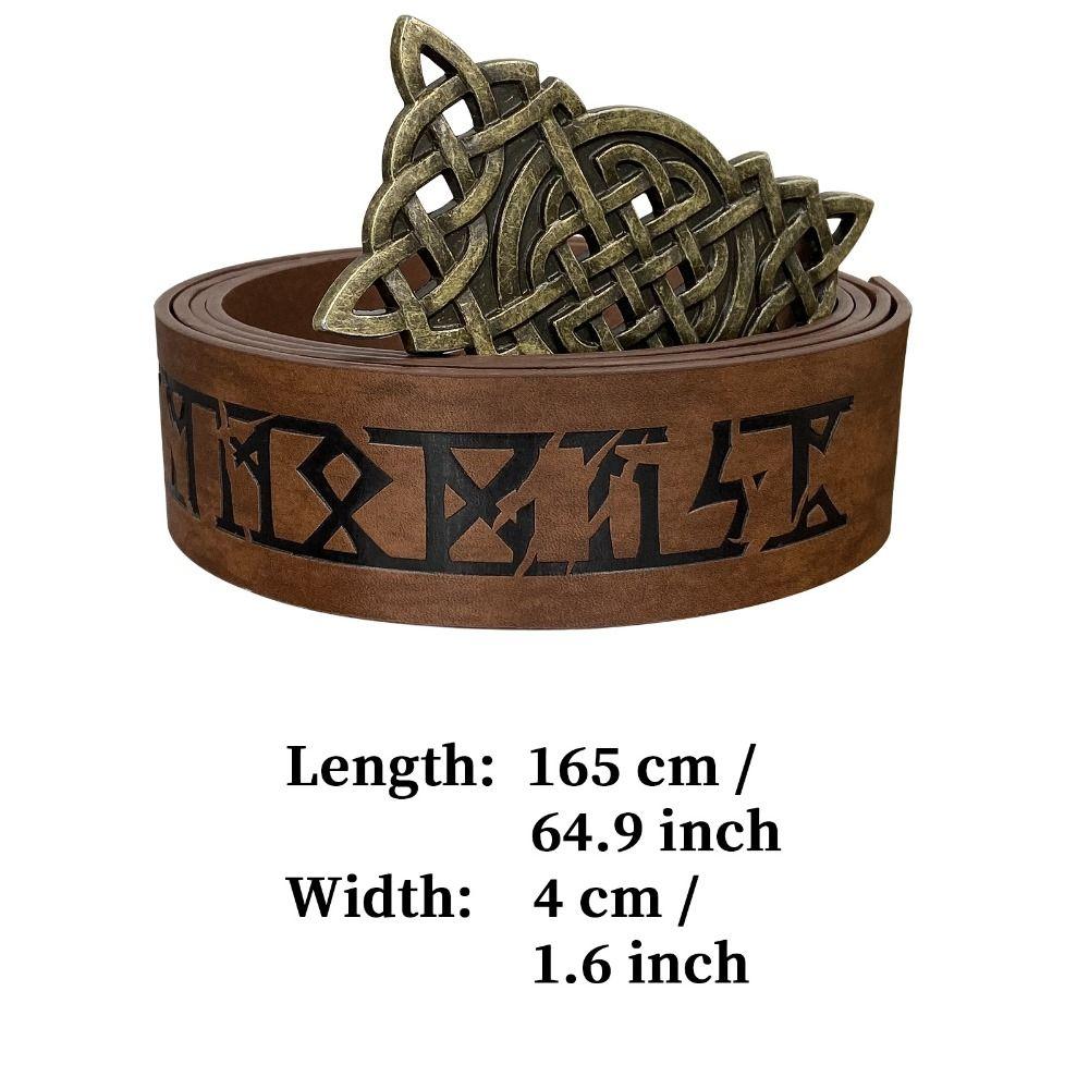 Printing Viking Renaissance Buckle Belt PU Leather Medieval Waistband Cosplay Costume Accessories