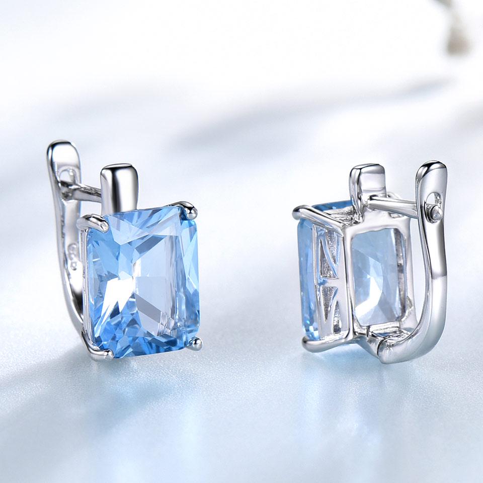 Umcho Luxury 8.0ct Sky Blue Topaz Gemstone Jewelry Clip On Earrings Anniversary Birthday Valentine's Day Jewelry Gifts for Women Wife Her Girls