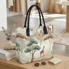  Boho Giraffe Print Canvas Tote Bag Casual Large Capacity Shoulder Handbag for Daily Shopping Travel