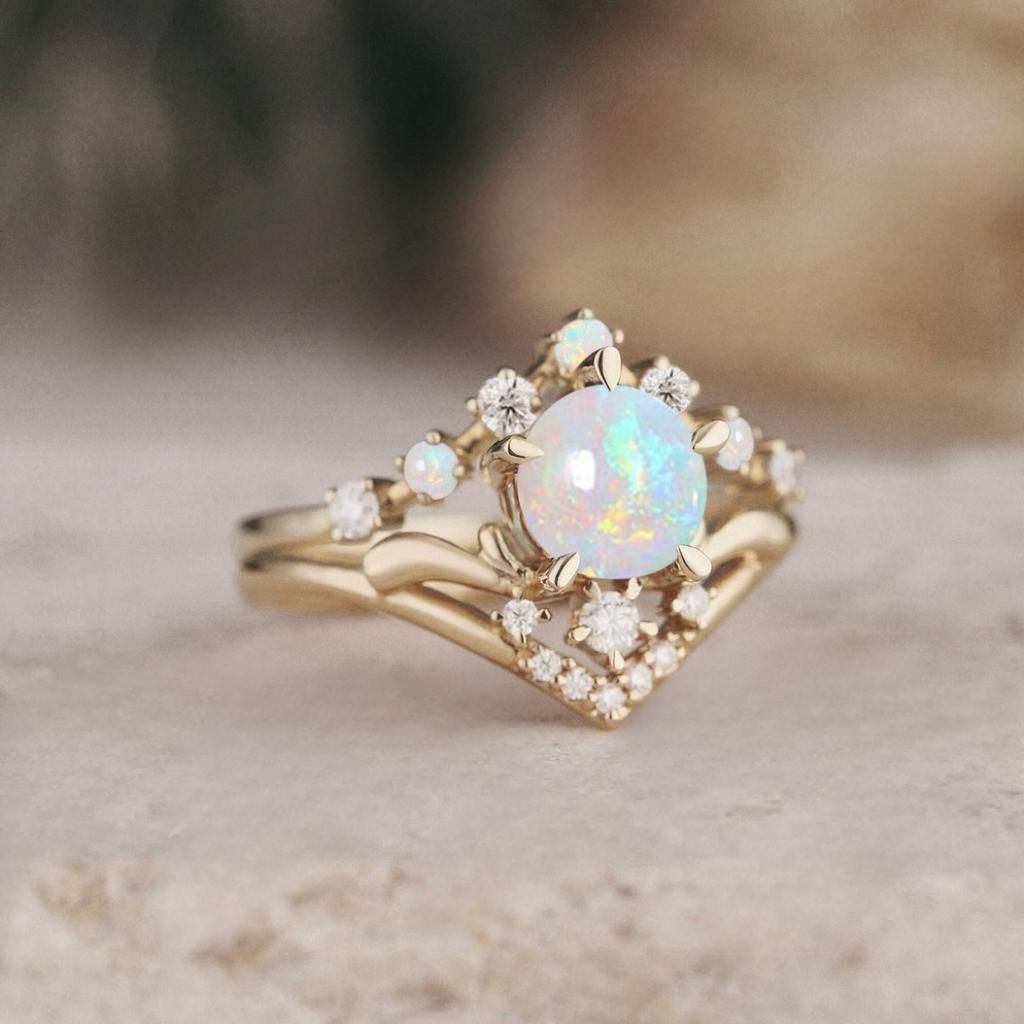 Роскошное кольцо из серебра S925 с покрытием, с белым опалом по краю и белыми бриллиантами, для женщин, винтажная модная корона