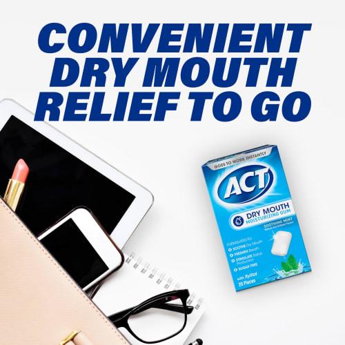 ACT Xylitol, 20-Count Dry Mouth Moisturizing Gum, Single Pack
