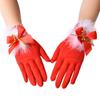 Ladies Christmas Gloves Cute Feather Bells Christmas Set with Gloves Stretch Milk Silk Gloves