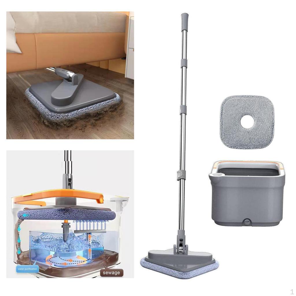Cleaning Mop Flat Tools with Bucket Wall Floor Dust Wet for Vinyl Tile Home