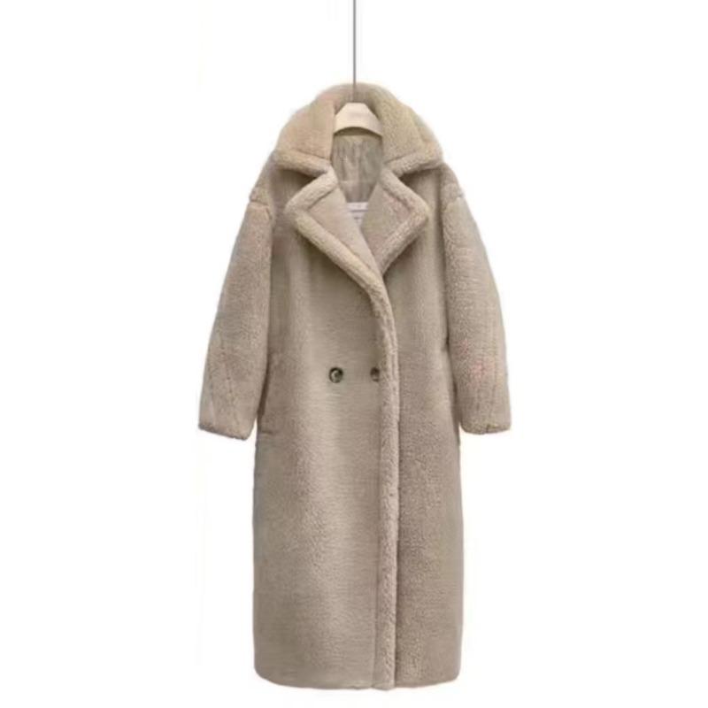 Искусственный мех 2 детали imitation wool coat длинное пальто imitation teddy bear fur long coat