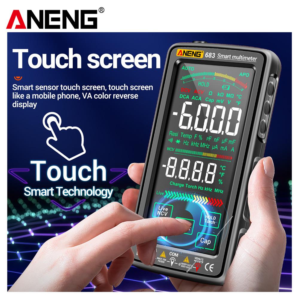 ANENG 683 Professional Multimeter AC/DC Current Ammeter NCV Diode Testers Smart Touch Screen Multimeter Voltage Test 6000 Counts