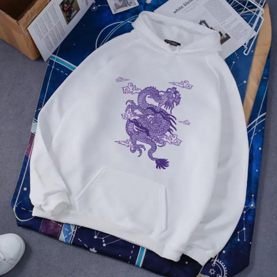 Женская и мужская толстовка с капюшоном, шляпа с длинными рукавами и принтом дракона, свободный теплый пуловер, весенняя толстовка унисекс, одежда для взрослых