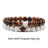 Set Bracelet Couples Distance Black White Natural Lava Stone Tiger Eye Beaded Yoga Bracelets for Men Women Elastic Rope Jewelry