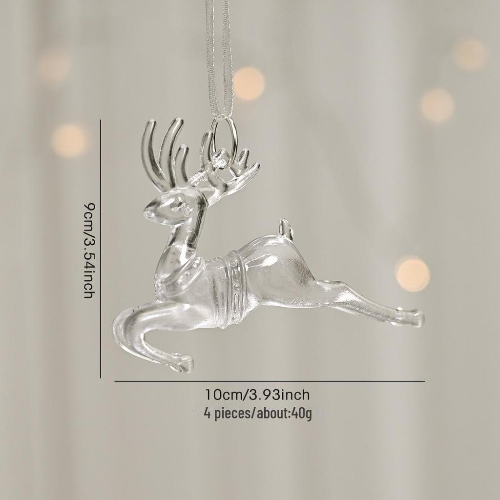 Transparent Christmas Tree Ornaments: Icicles, Snowflakes, and Deer Pendants