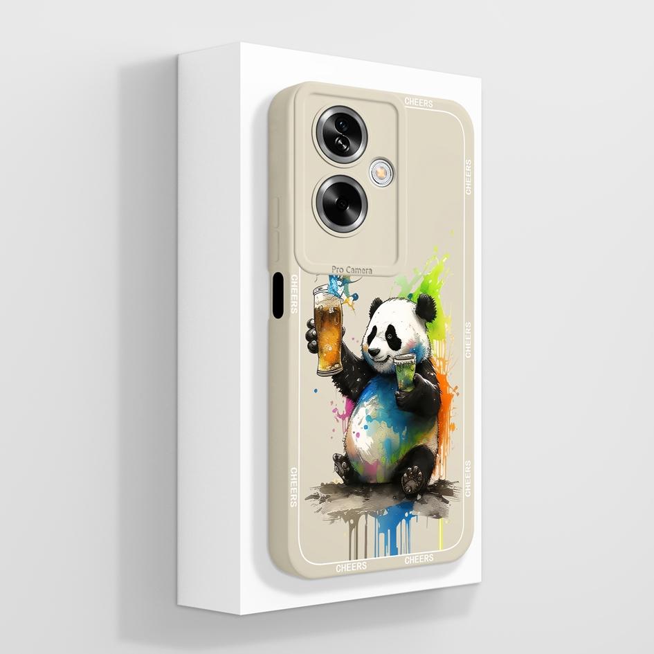 Для OPPO A79 A77 A77s A78 A83 A91 A92 A93 A93s A94 A95 A96 4G 5G чехлы для телефонов прекрасный рисунок панды котенка жидкий силиконовый противоскользящий чехол для OPPO Capa