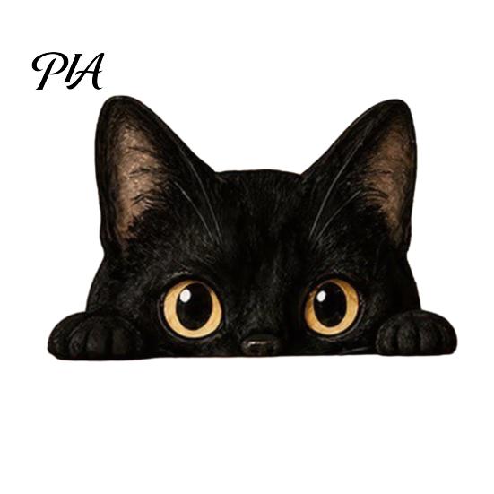 Wooden Cat Ornaments Cute Shelf Sitter Ornament, Peeking Kitten Figurine, Small Decorative Souvenirs 2D Flat Statue for Desktops And Bookshelves