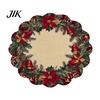 Round Washable Placemats Christmas Placemat, 14 Inch Festive Pattern Anti Slip Tabletop Protector, Party Table Setting Heat Insulation Place