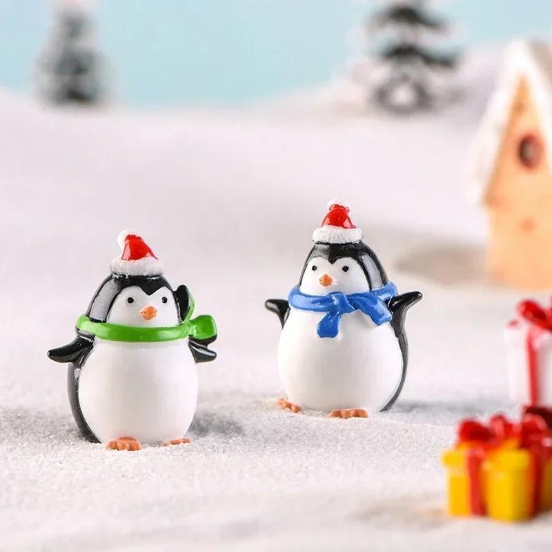 4Pcs Mini Resin Penguin Christmas Penguin Home Garden Decoration Miniature World Landscape Bonsai Ornament Decor Accessories