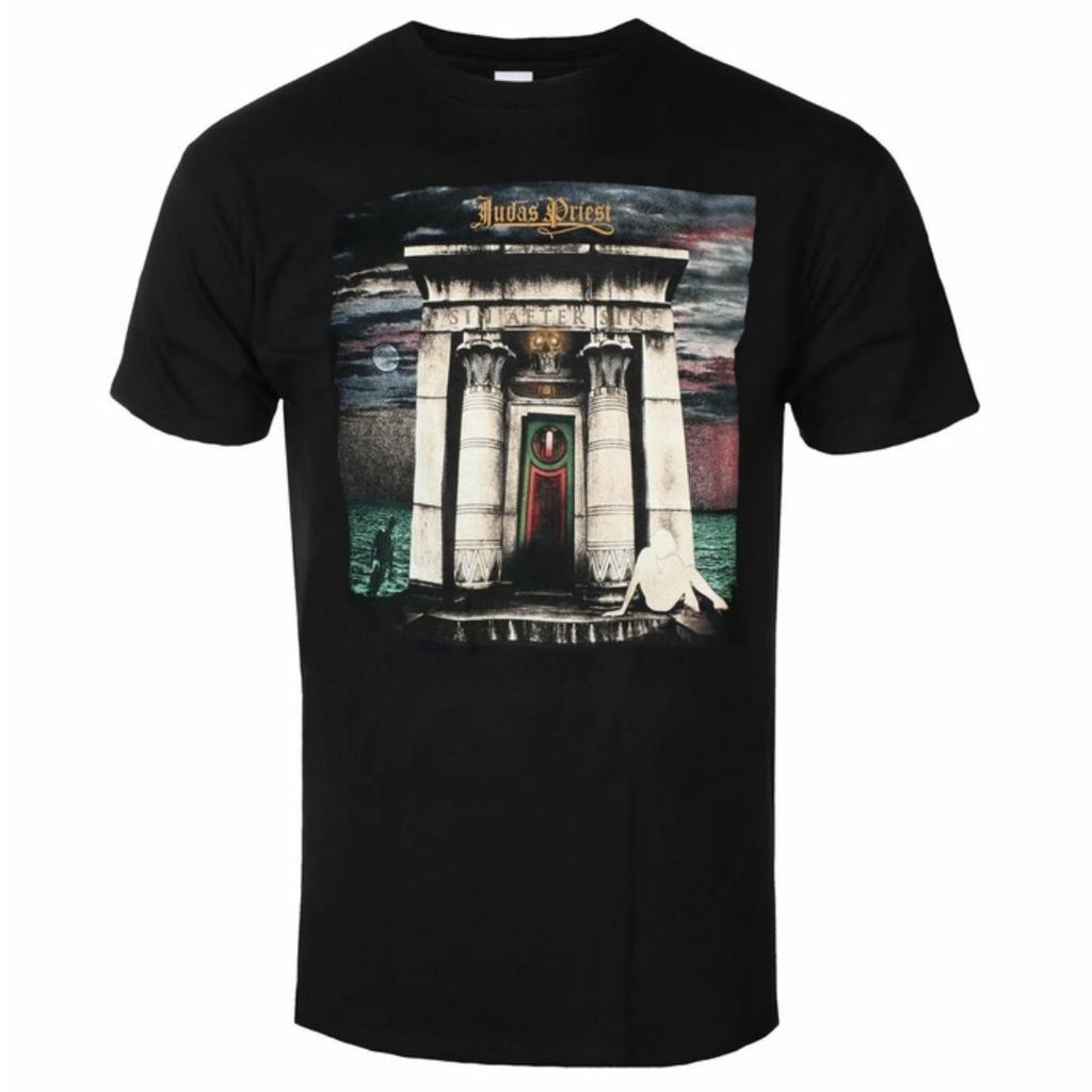 Judas Priest Sin After Sin Album Cover Pattern Printed Tshirt Classic Heavy Metal Band Tshirt For Daily And Concert Wear